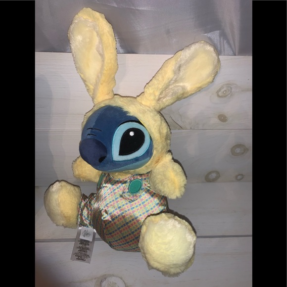 RARE NWOT Disney Lilo and Stitch 10” Plush Easter Bunny Rabbit Costume Yellow - Picture 7 of 14